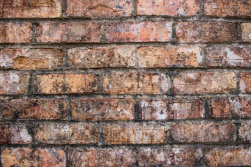 Orange worn grunge brick wall surface background weathered dirty distressed texture