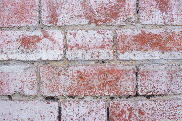Close up orange white brick wall worn vintage texture background