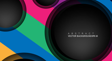 Geometric vector backgrounds that overlap layers on black space circle for text and background designs