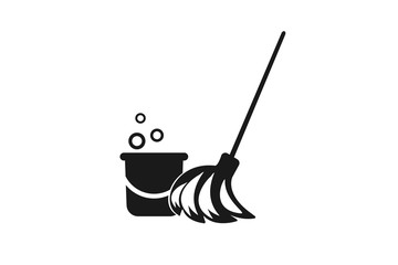 Modern house cleaning kit icon vector, cleaning brush icon vector