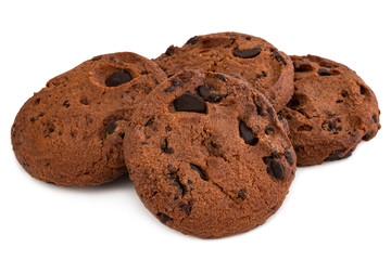 Chocolate chip cookie isolated on white background