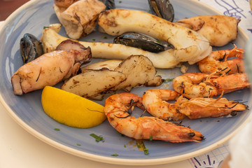 Fried mix seafood dish.