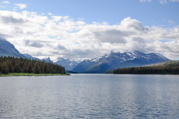 Beautiful view of Mmaligne Lake in Jasper National Park