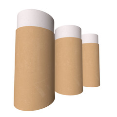 Kraft paper cardboard tube package mock up. 3d render isolated on white background.