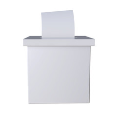 Blank election box ballot campaign mockup. Casting vote concept 3d render isolated on white background