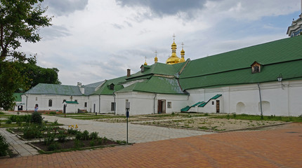 Yard in the Kiev Pechersk Lavra in Kiev. Ancient cells of monks