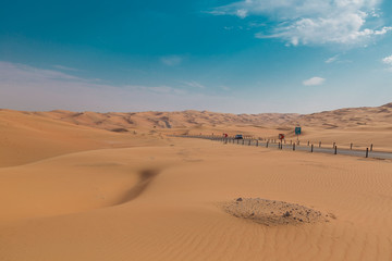 Fototapeta na wymiar UAE. Desert landscape, road