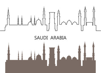 Naklejka premium Saudi Arabia logo. Isolated Saudi Arabian Architecture on white background