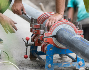 industrial device for welding plastic pipes,pipes for supplying water supply