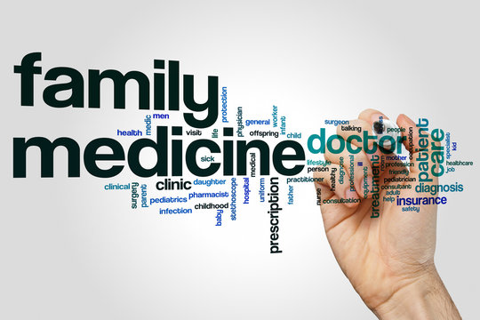 Family Medicine Word Cloud Concept On Grey Background