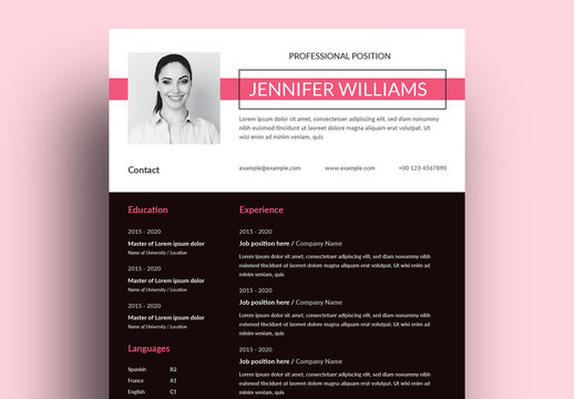 Resume Layout with Red and Black Accents