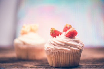 Sweet delicious colorful cupcakes for celebration