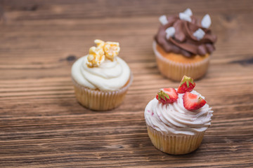 Sweet delicious colorful cupcakes for celebration