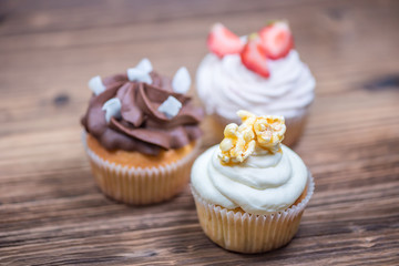 Sweet delicious colorful cupcakes for celebration