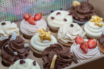 Sweet delicious colorful cupcakes for celebration