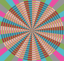 Abstract colorful retro background wallpaper with segmented concentric circles geometric design pattern