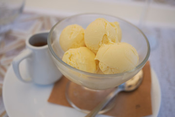 Affogato with vanilla ice cream