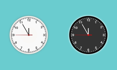 White and black wall clock icon vector set. Modern Design template closeup in vector.