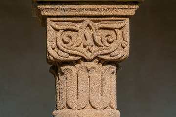 Details of a carved sandstone column