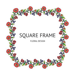 Fototapeta premium Square frame with floral ethnic polkhov-Maydan painting decoration for your design