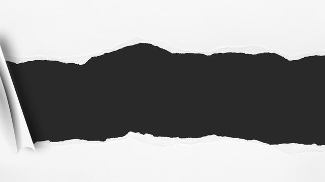 White Ripping Torn Paper Background/ 4k animation of a white ripping torn paper background with matte layer and green screen version for mask effect