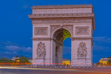 Fototapeta na wymiar Paris, France - 08 07 2019: Triumphal Arc of Paris at sunset