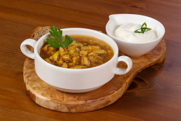 Wild mushroom soup with sour cream