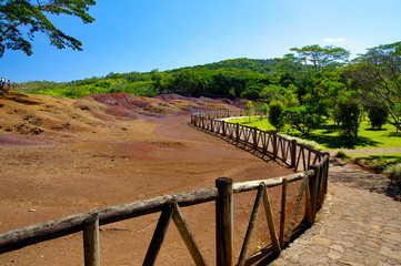 Fototapeta premium Mauritius. The Chamarel-seven-color park. Landscape in a sunny day