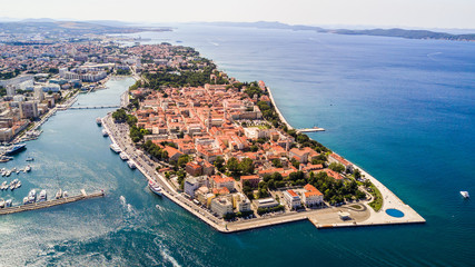 Aerial view of the old city Zadar in Croatia