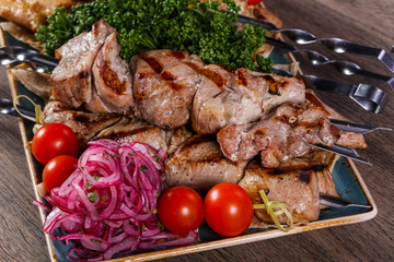 Grilled chicken and pork