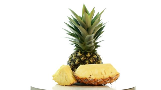 Pineapple Rotating on white background.