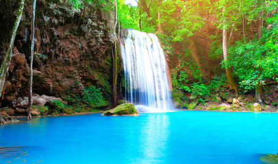 Fototapeta na wymiar Waterfall beautiful nature scenery in forest