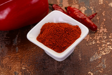 Paprika powder in the bowl