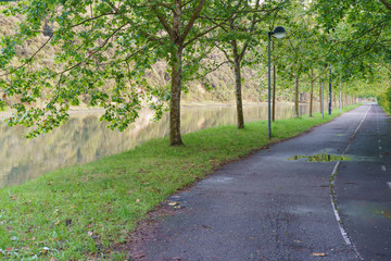River Urola embankment on a summer evening.  evening.