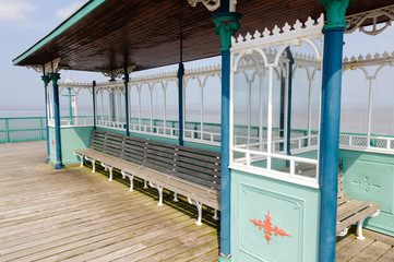 Seat shelter at the end of Clevedon Victorian Pier