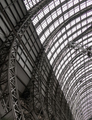 The roof inside of rail station in Frankfurt