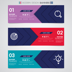 Abstract horizontal design banner geometric shapes design web set template with icon background or header Templates place for text.