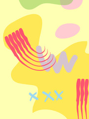 Obraz premium Memphis Style Poster Set. Fluid Color Backgrounds with Futuristic