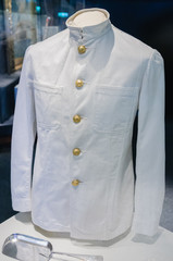 White Star Line waiter's uniform, as worn on the Titanic on display at the Titanica Exhibition, Belfast