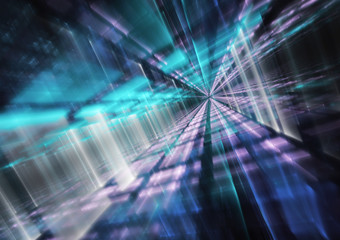 Abstract 3D fractal background, 3D illustration. Virtual Neon City