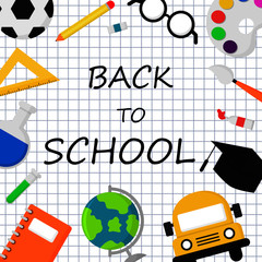 back to school banner or poster. education items on white background. vector Illustration.