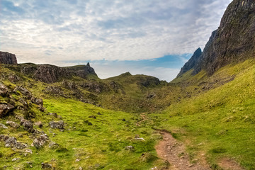 Exploring Isle of Skye through the trails of the Quiraing, Scotland, UK