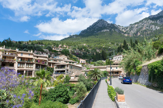 Mountain road in the village of Deya in Mallorca