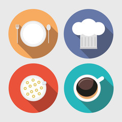 breakfast cooking icons flat design