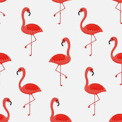 pink flamingos seamless pattern on white background. tropical trendy. vector Illustration.