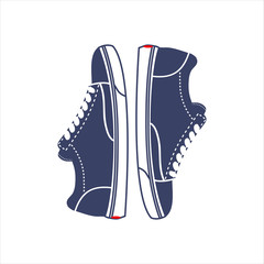 Logo sneakers on a white background. Blue sneakers for sport. Active life.