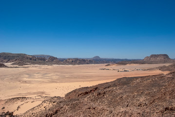 The arid landscape of the Sinai desert in Egypt