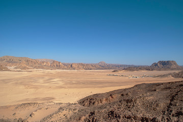 The arid landscape of the Sinai desert in Egypt
