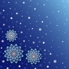 Snowfall background with white dots and snowflake