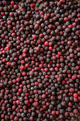 Vertical background or texture of freshly picked wild saskatoon berries